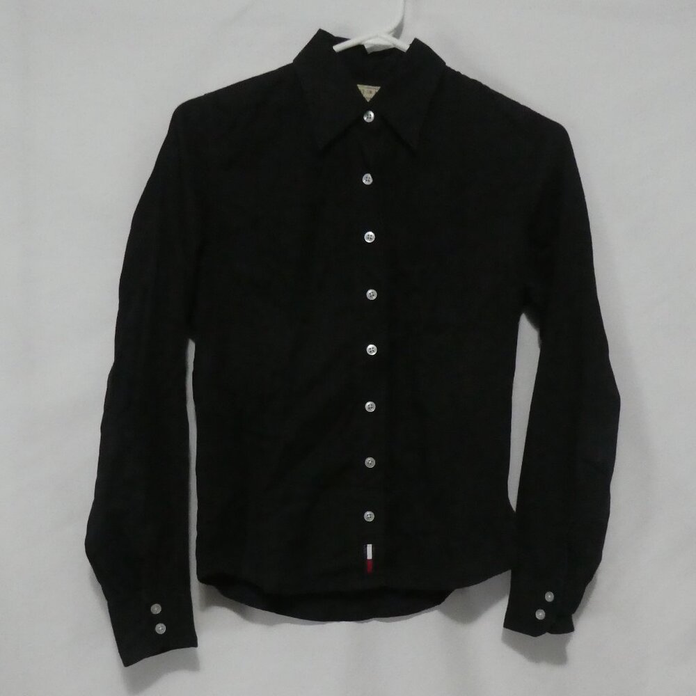 TOMMY JEANS | small | Black Cotton Casual / Dress Shirt | Made In Canada 🟥🍁🟥